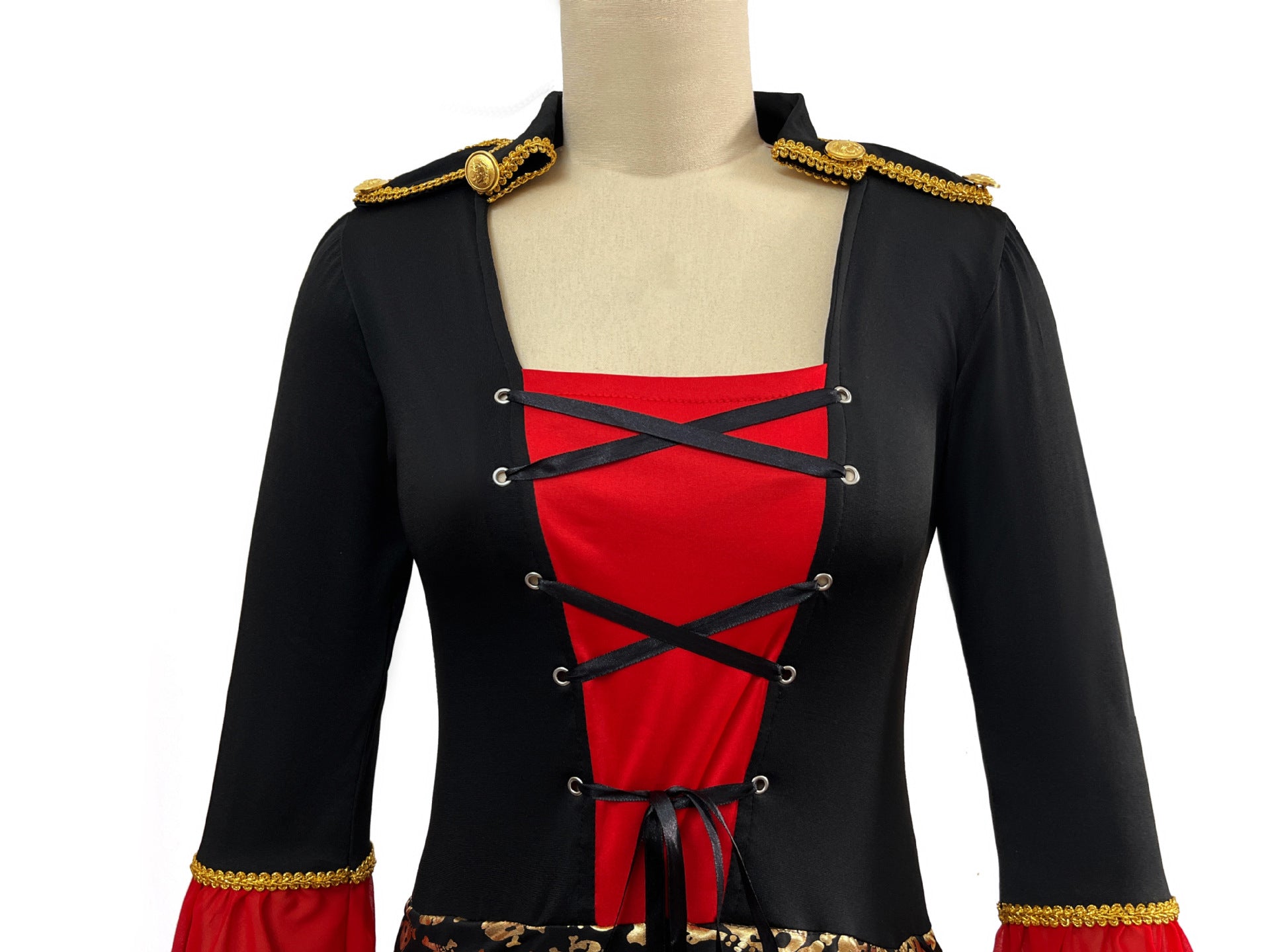 Halloween Costume Masquerade Red Pirate Jack Captain Adult Women Pirates of the Caribbean Performance Clothing - Halloweez