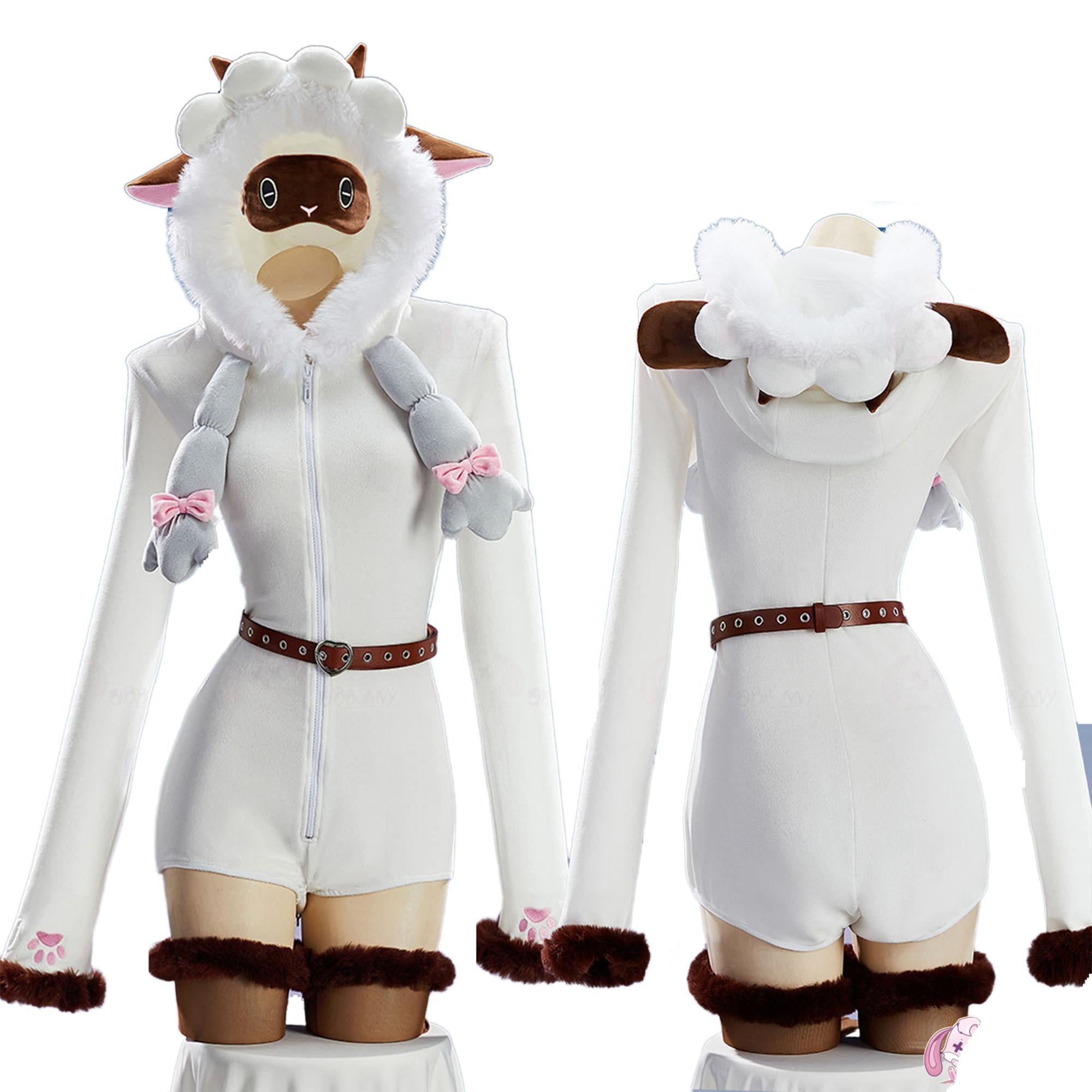 Official Pokémon Wooloo Cute Plush Home Cosplay Onesie Jumpsuit for Women - Halloweez