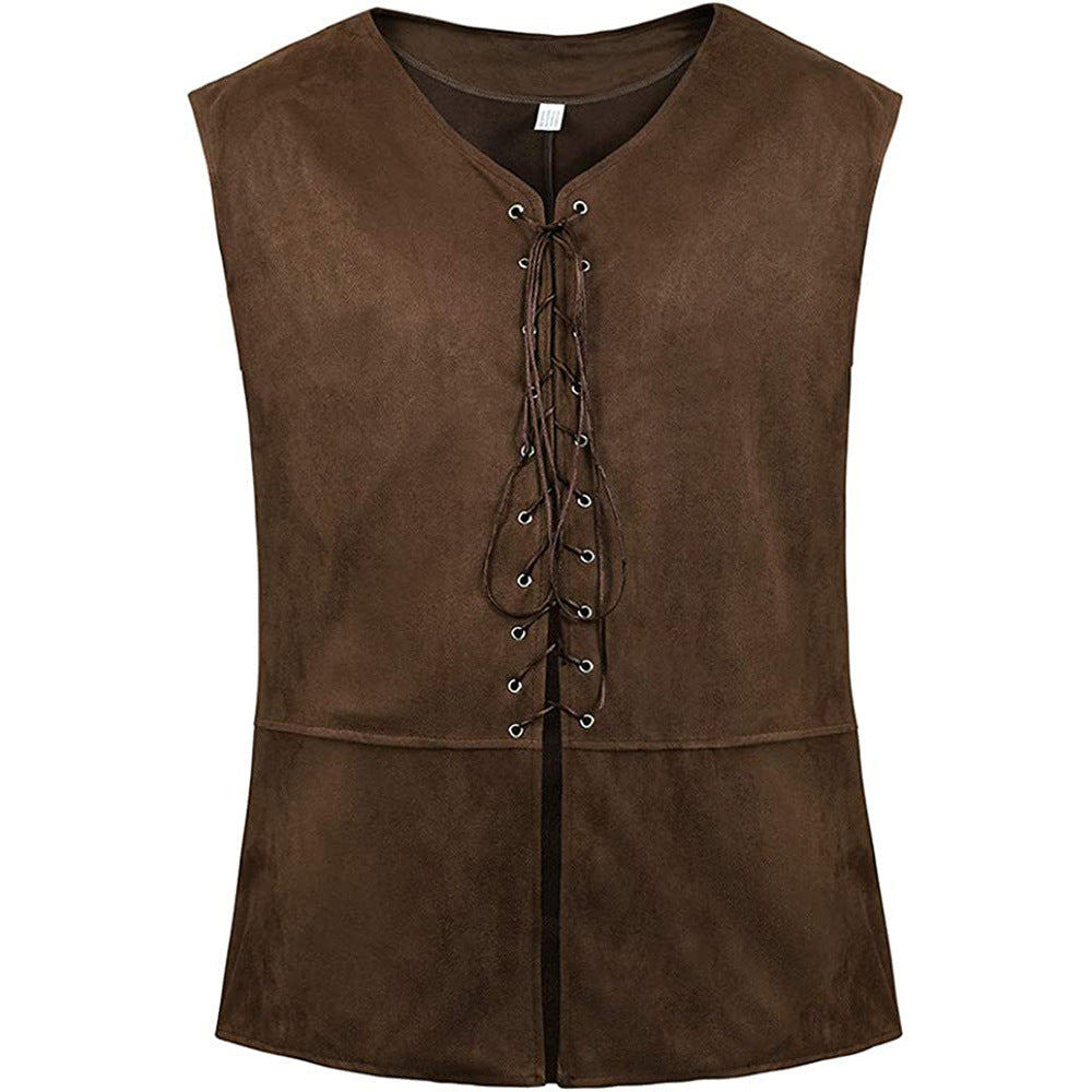 Medieval Renaissance Pirate Gothic Steampunk Lace-up Vest for Cosplay - Halloweez