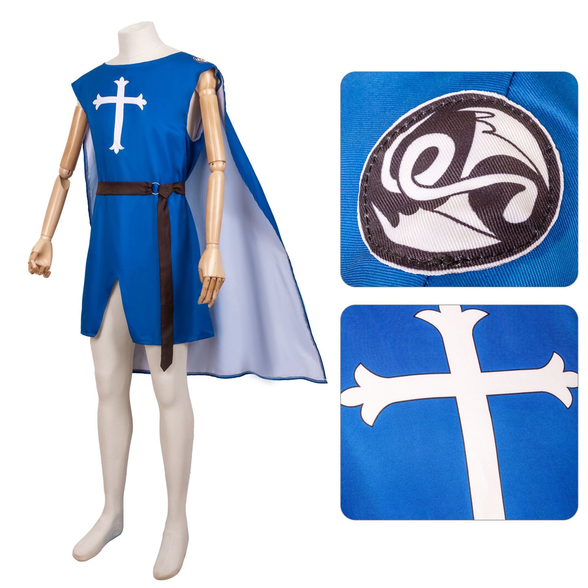 Medieval Crusader Templar Knight Costume Cloak for Cosplay and Halloween - Halloweez