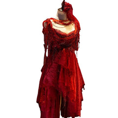 Dark Red Vampire Halloween Gothic Performance Costume for Cosplay - Halloweez