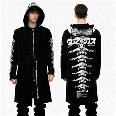 Cyberpunk Aesthetic Men's Asymmetrical Hooded Cloak Coat - Techwear Trench