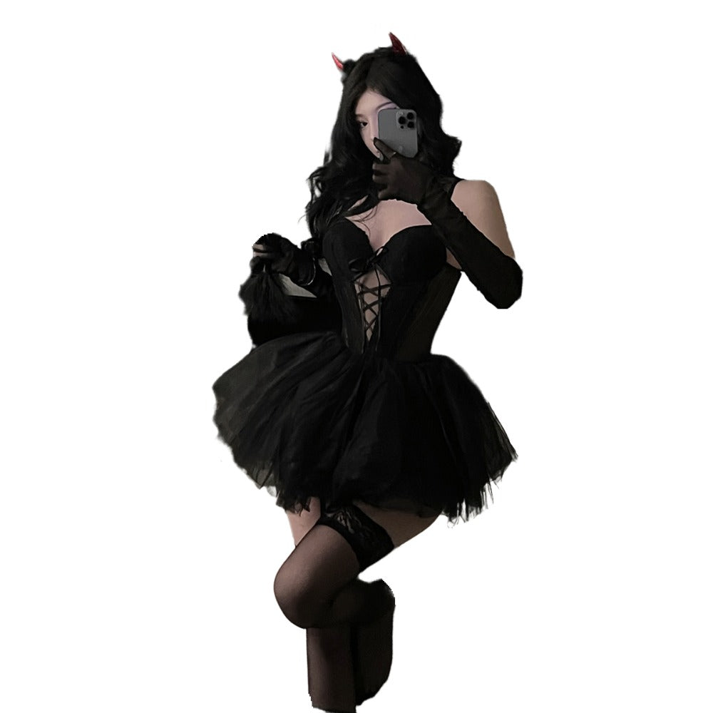 Sexy Devil Steel Support Catwoman Costume Cosplay Bunny Girl Outfit - Halloweez