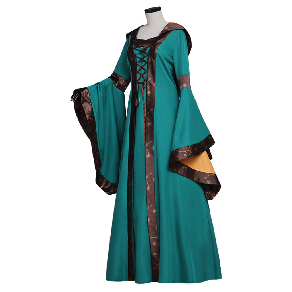 Elegant Green Renaissance Victorian Dress Gown for Adult Fantasy Parties and Cosplay