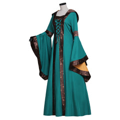 Elegant Green Renaissance Victorian Dress Gown for Adult Fantasy Parties and Cosplay