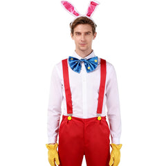 Roger Rabbit Men's Cosplay Costume White Shirt Red Suspenders Trousers Set
