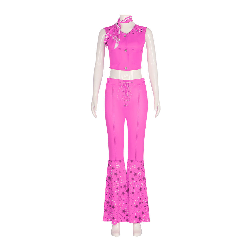 Barbie Movie Cosplay Costume Red Top and Flared Pants for Halloween - Halloweez
