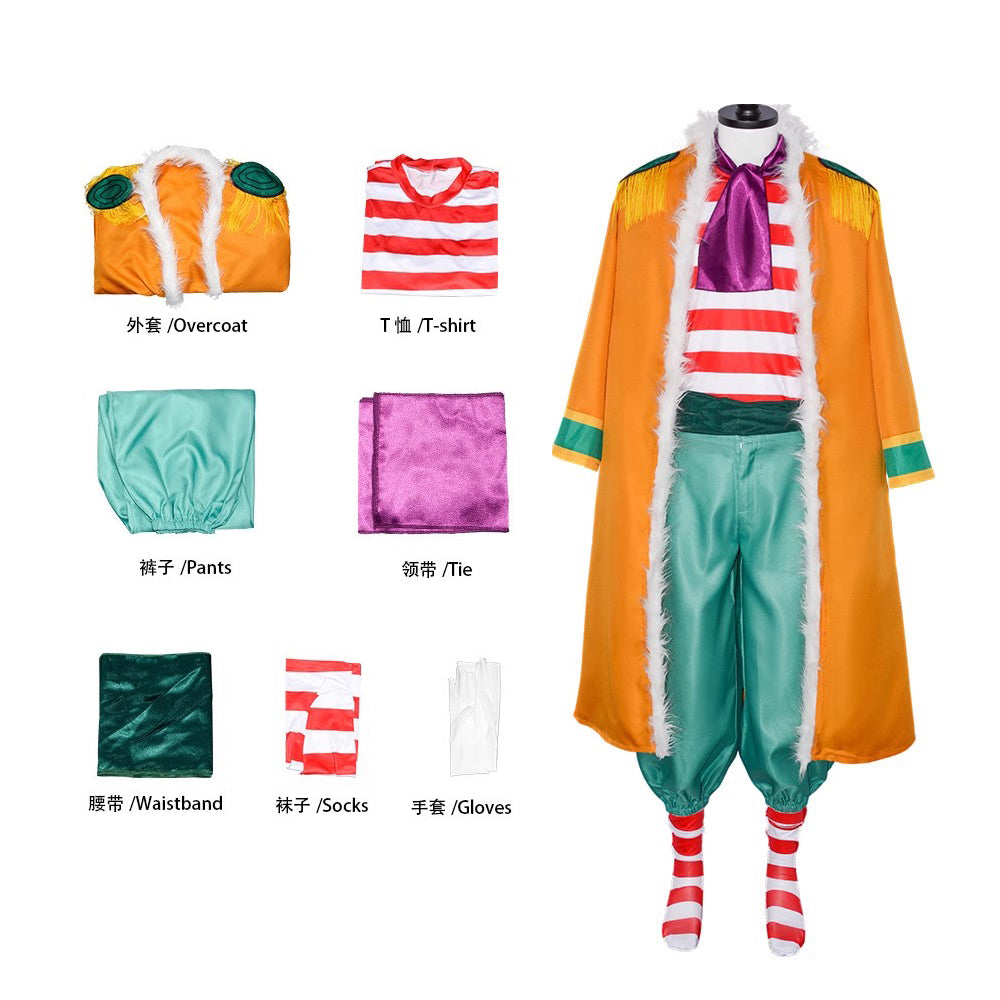 One Piece Buggy Cosplay Costume - Clown Buggy Halloween Anime Cosplay Cloak Coat - Halloweez