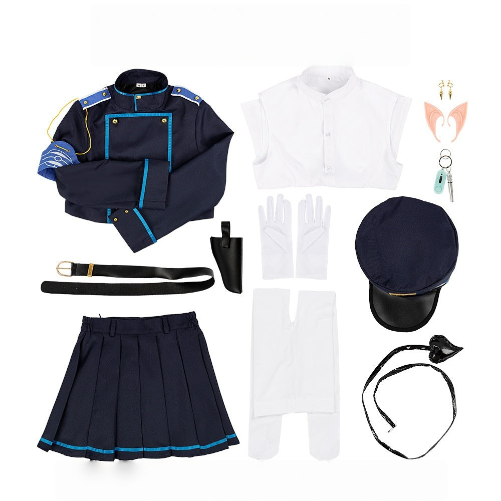 Blue Archive Railway Twins Light Anime Cosplay Court Pleated Skirt Women's Suit - Halloweez
