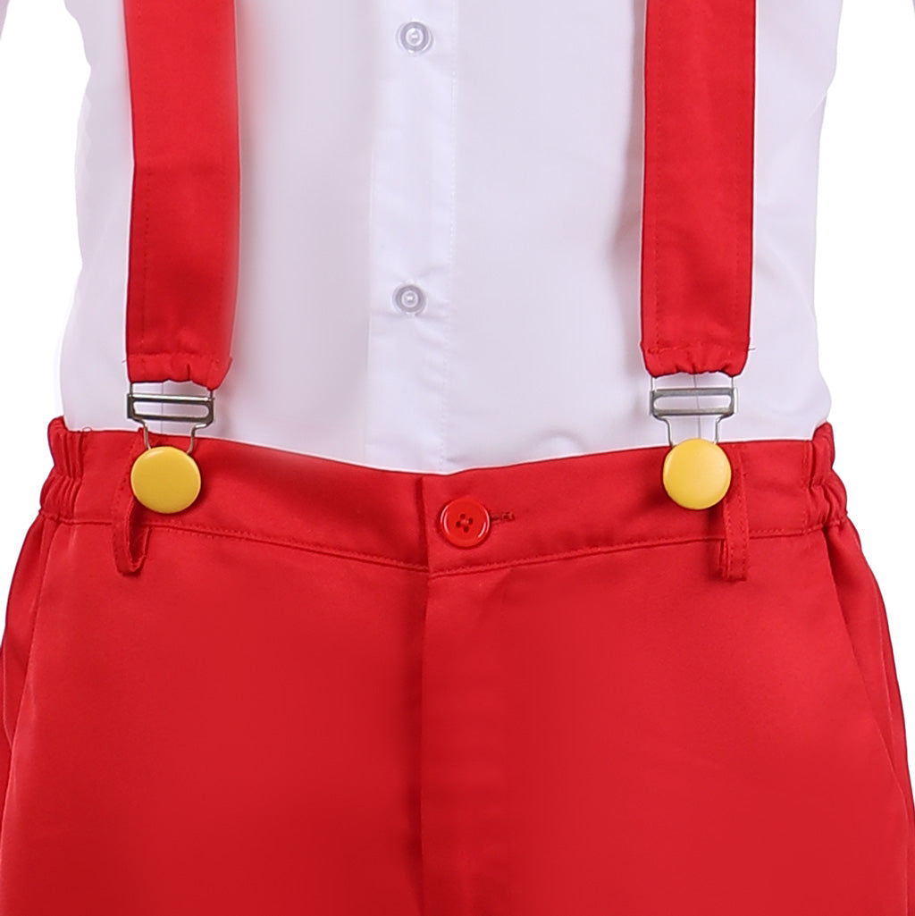 Roger Rabbit Men's Cosplay Costume White Shirt Red Suspenders Trousers Set