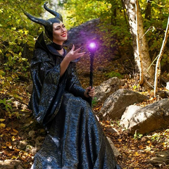Maleficent Cosplay Black Gown Costume,Custom Size for Halloween & Comic‑Con
