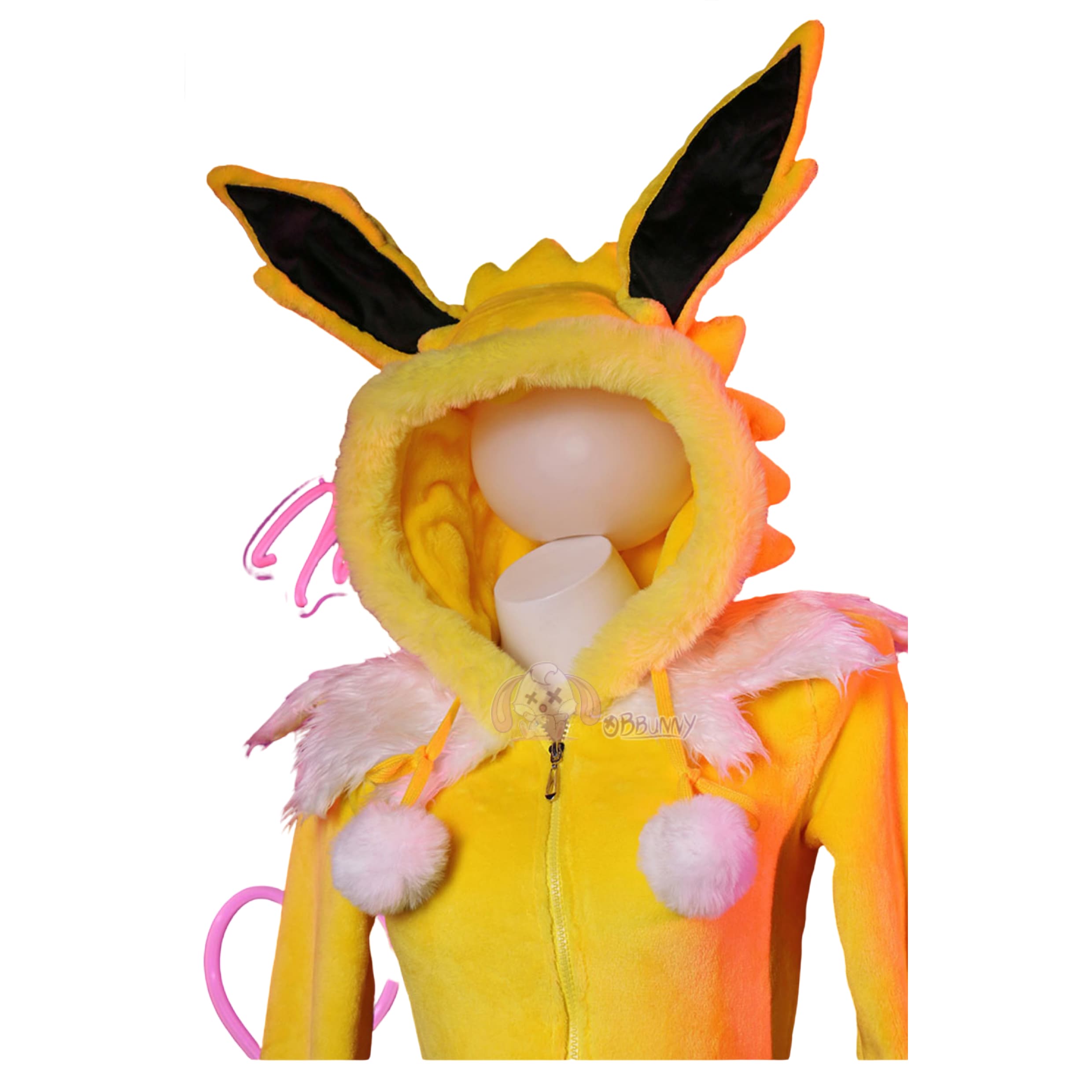 Official Pokemon Yellow Jolteon Plush Animal Cosplay Costume Hooded Pajamas - Halloweez