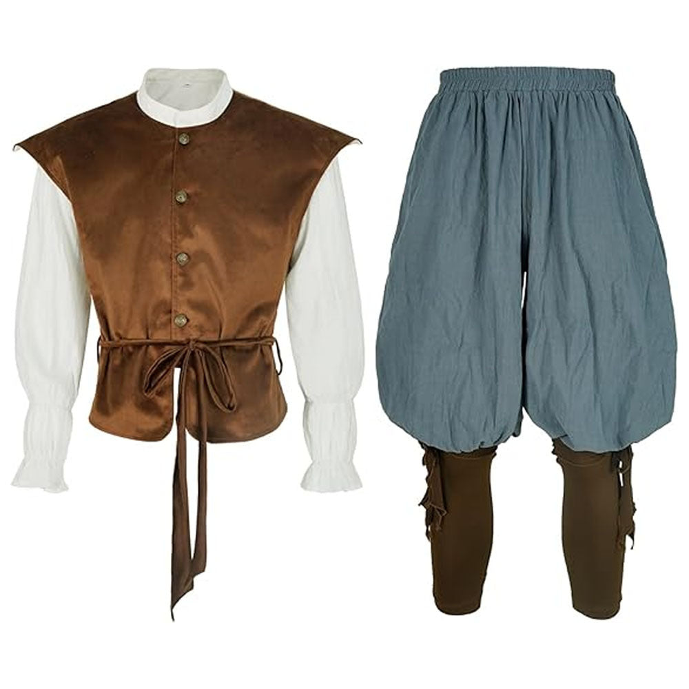 Vintage Medieval Renaissance Pirate Viking Knight Full Set Stage Performance Costume Halloween Cosplay - Halloweez