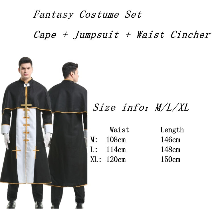 Halloween Medieval Nun Priest Robe COS Costume Virgin Mary Father Wizard Stage Performance Clothing - Halloweez
