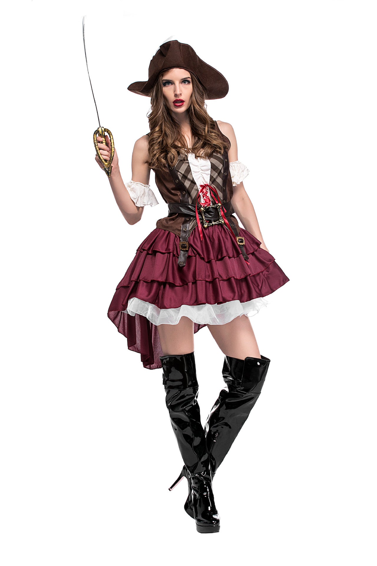 Female Somalia Pirate Costume for Halloween Cosplay and Amazon Game Uniform - Halloweez
