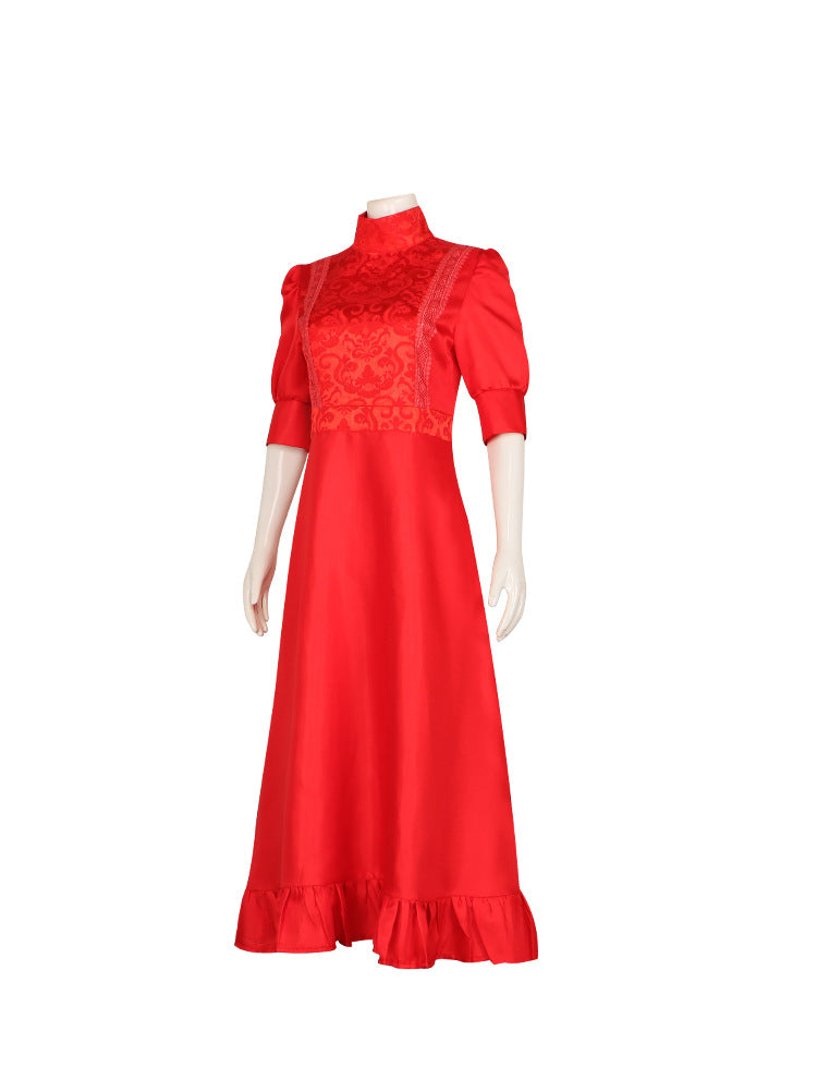 Pearl Cosplay Costume Red Dress from Horror Movie X Prequel for Women - Halloweez