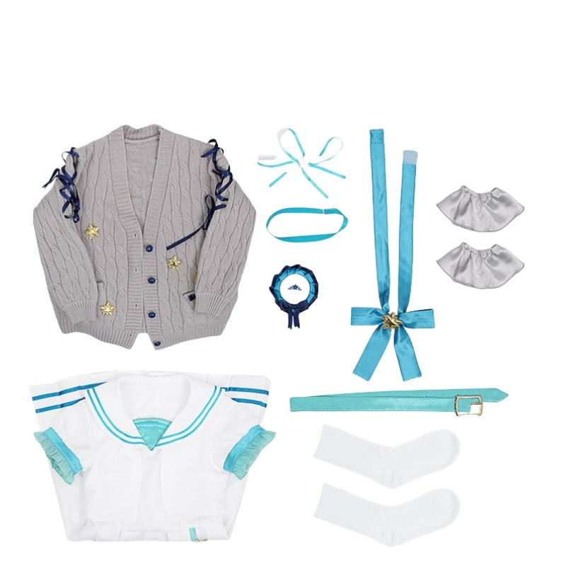 Rainbow VTuber Hoshimachi Suisei Anniversary Anime Costume Set Sweater Coat Version - Halloweez