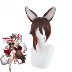 Peluca de cosplay de Halloween Tingyun: cabello sintético de 50 cm de colores mezclados con orejas