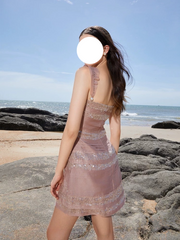 MAVEN 2026 Mermaid Sequin Pearl Strap Bodycon Mini Dress