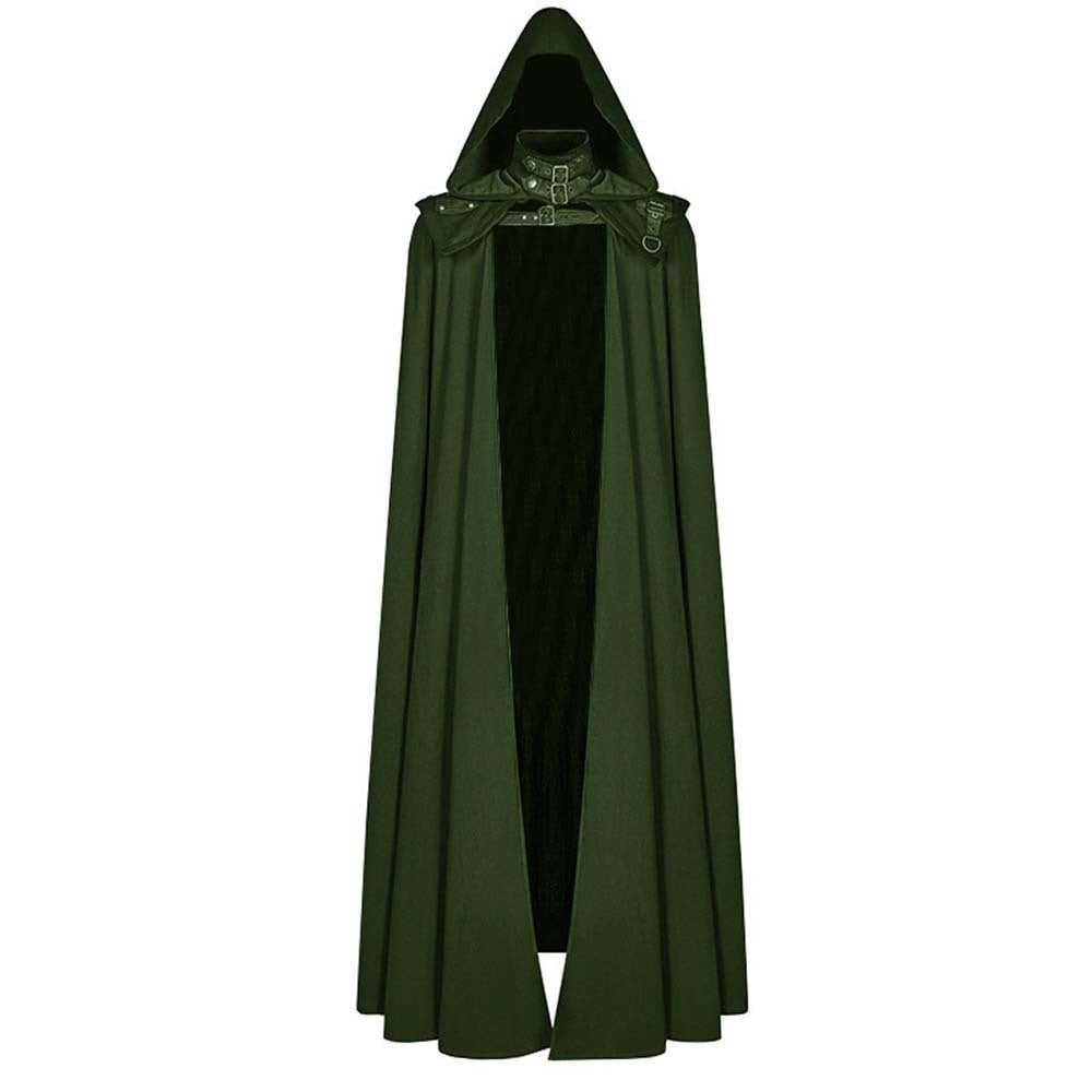 Medieval Hooded Coat Gothic Trench Coat Halloween Devil Wizard Death Cloak Robe Cape - Halloweez