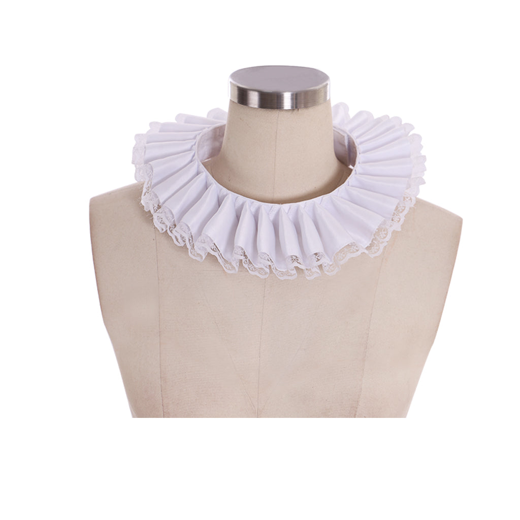 Men's Premium Renaissance White Cotton Lace Jabot Collar & Wrist Cuffs Cosplay Accessories by Halloweez