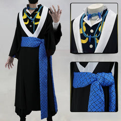 Demon Slayer Kaigaku Cosplay Costume Upper Rank Six Thunder Breathing Full Set Outfit - Halloweez