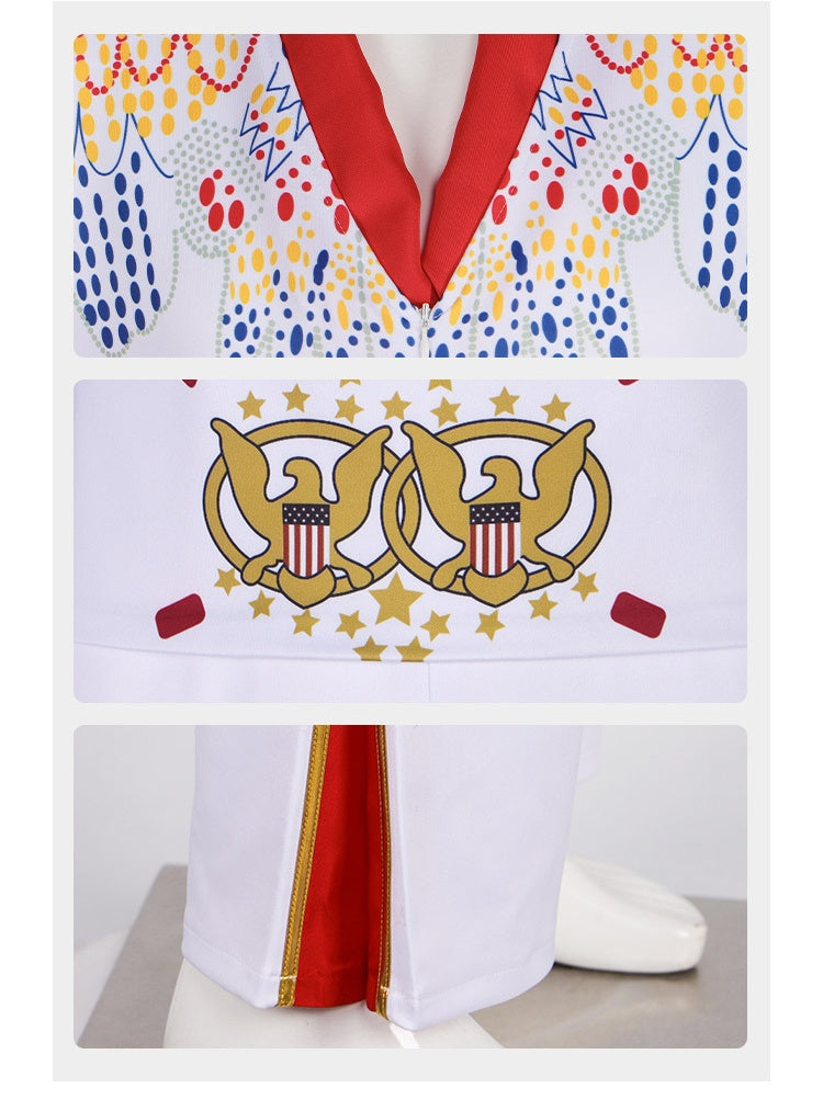 Elvis Presley Rock and Roll Cosplay Costume for Halloween Party and Stage Performance - Halloweez