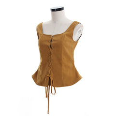 Elegant Halloweez Gothic Renaissance Bodice Leather Vest for Ladies