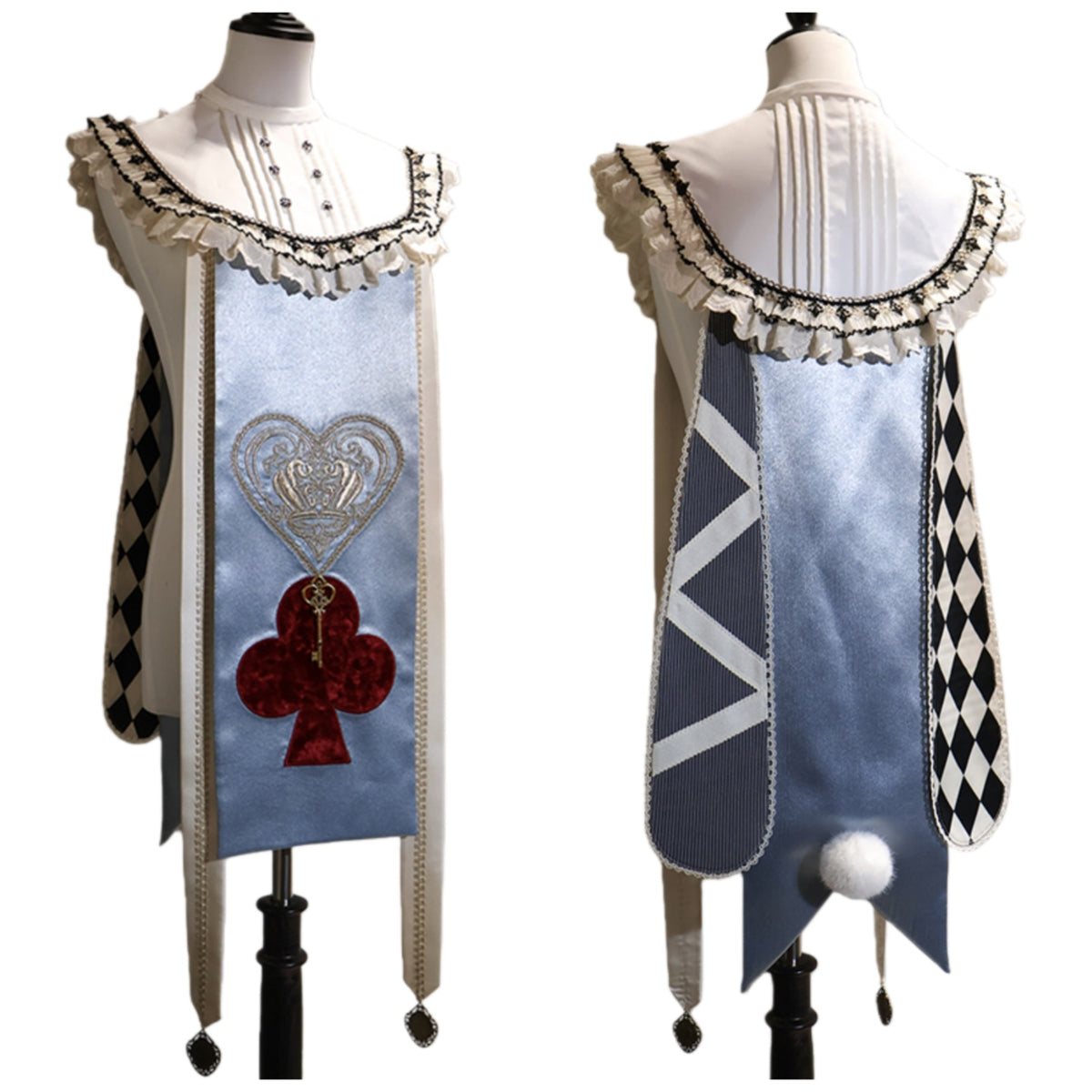 Original Lolita Chess Board Print Dress with Graff Collar Prince Cosplay Costume - Card Character Doll Inspired Outfit - Halloweez
