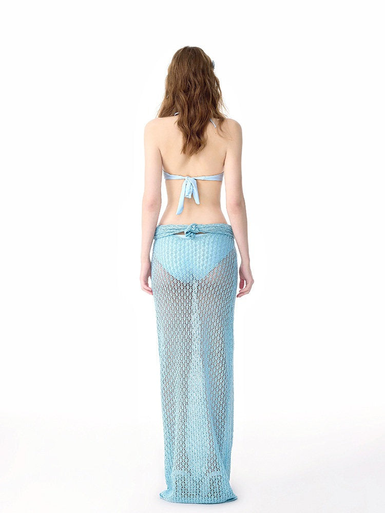 2026 New Rainbow Series Dopamine Swimsuit,Sheer Mesh Pure Desire One-Piece,Tankini Micro Bikini with Sexy Split Long Dress,Women Beach Vacation Bathing Suit - Halloweez