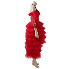 Halloweez Harley Quinn Red Dress Cosplay Costume Full Set for Halloween