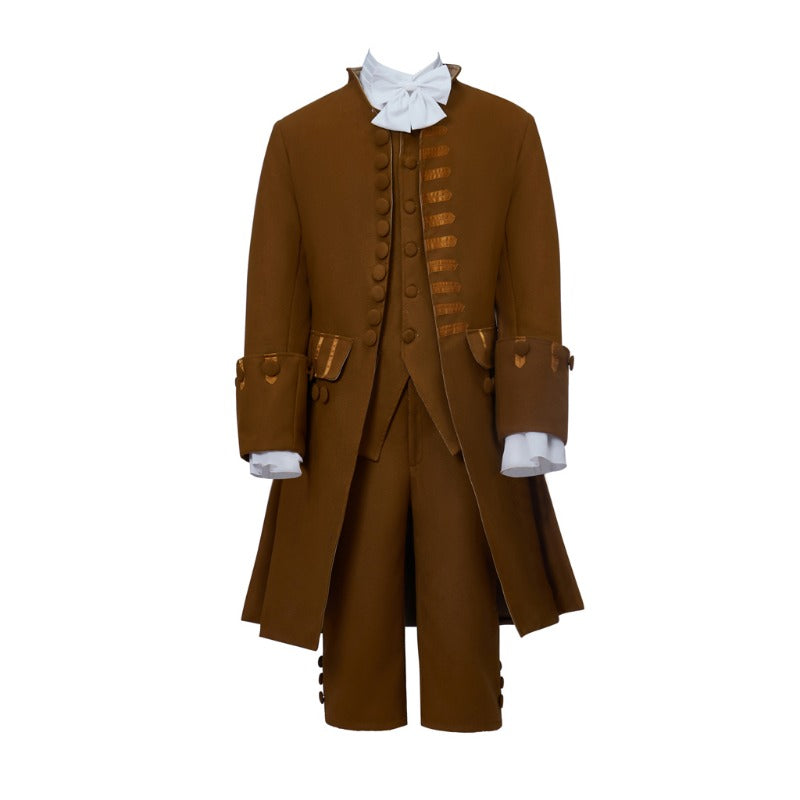 Nueva levita marrón del siglo XVIII: traje de cosplay eduardiano de estilo militar colonial para Halloween