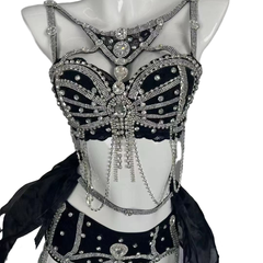 Sexy Go-Go Dancer Costume for Electronic Music Festival Performance, Red Strapless Stage Outfit for Female Singers and Dance Groups - Halloweez