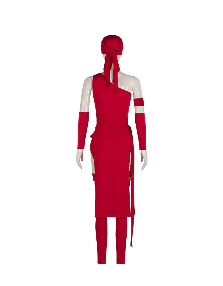 Daredevil 2 Cos Costume Daredevil Hand Elektra Cosplay Performance Red Bodysuit - Halloweez