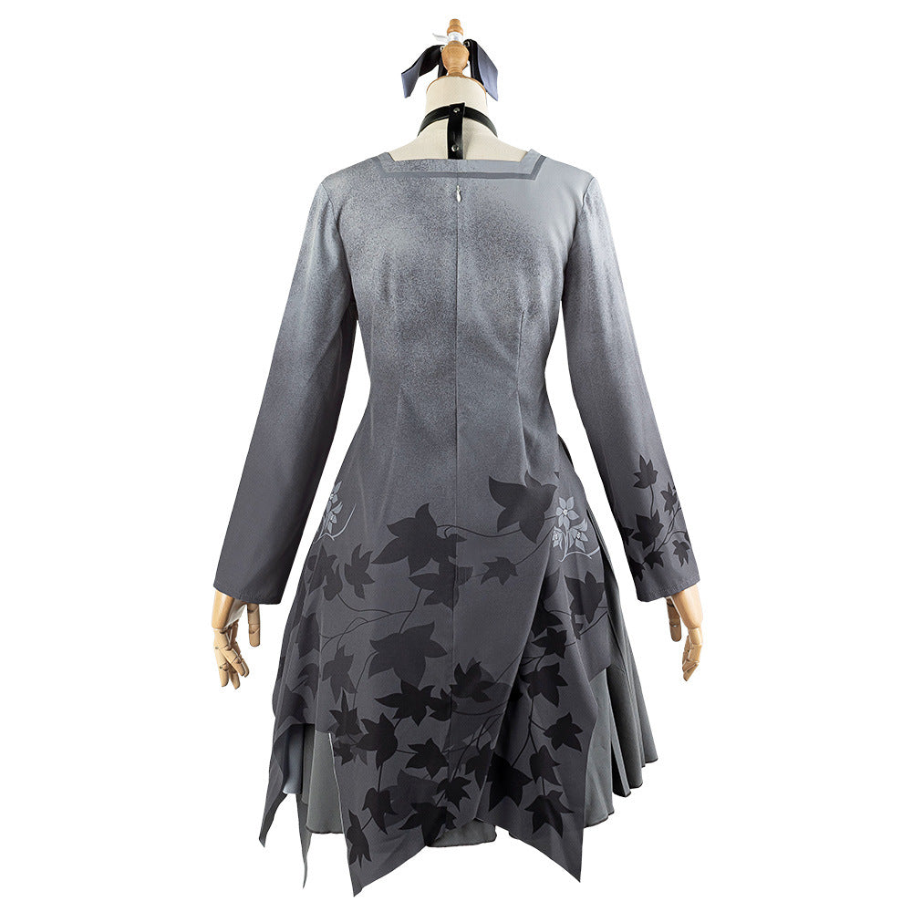 Project Sekai Asahina Mafuyu Cosplay Costume Grey Gradient Dress - Halloweez