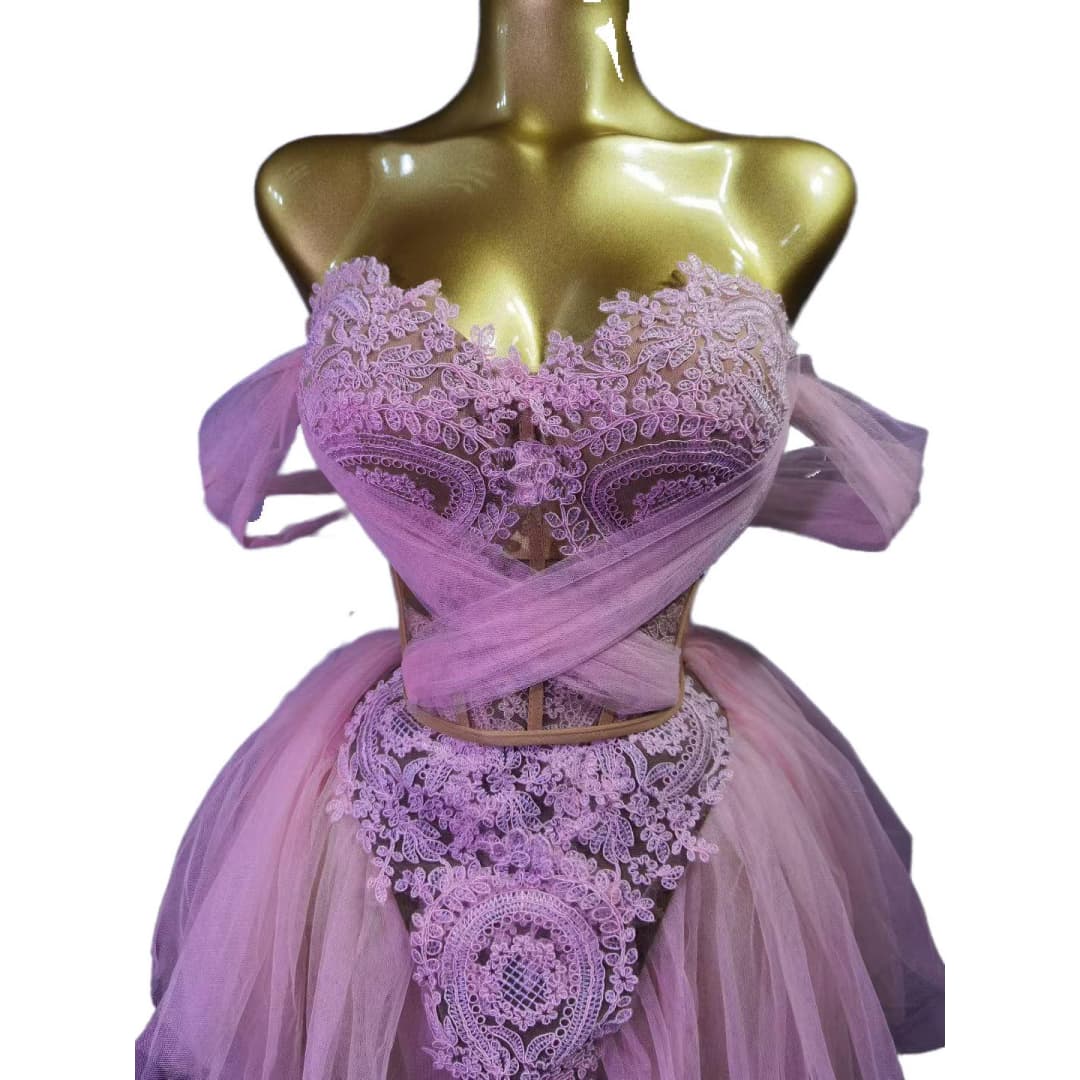 Elegant Pink Cosplay Dress for Women - Light Luxury Summer Strapless Dress for Music Performances and Stage Shows - Halloweez