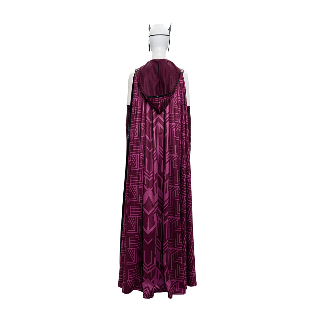 Disfraz de Wanda Maximoff para mujer: vestido de bruja escarlata, botas, capa roja, atuendo de Halloween