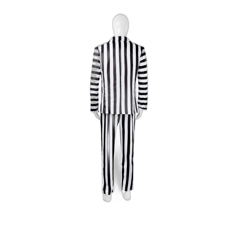 Beetlejuice Cosplay Costume Michael Keaton Black and White Stripe Halloween Outfit - Halloweez