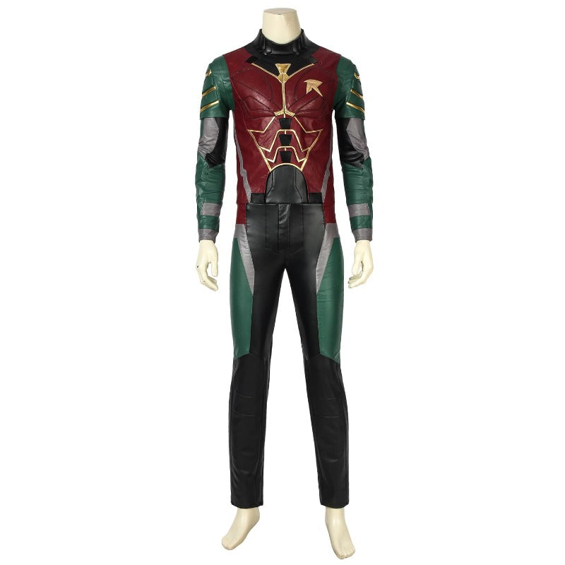 Halloweez Tim Drake Red Robin Cosplay Costume with Damian Wayne Cape for Halloween