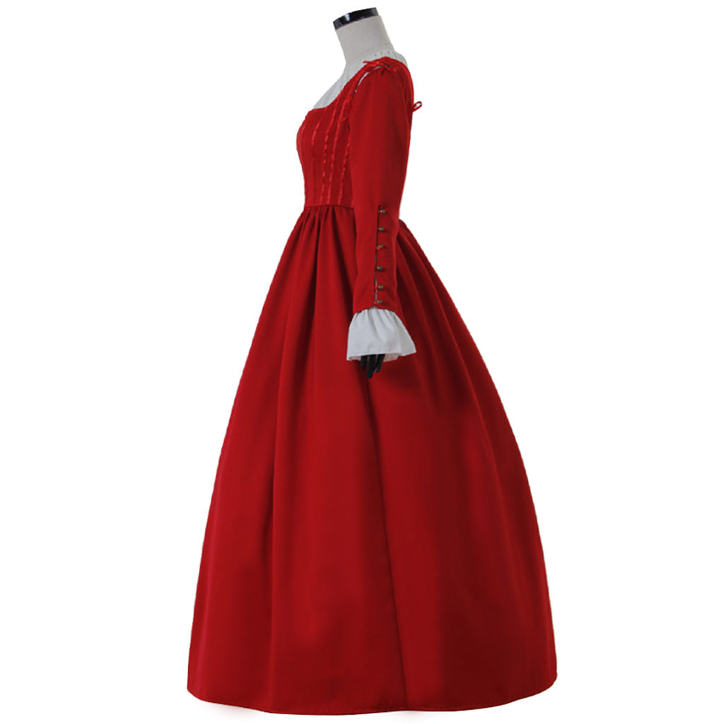 Vestido de noche de princesa victoriana renacentista rojo para mujer para carnaval y fiestas temáticas