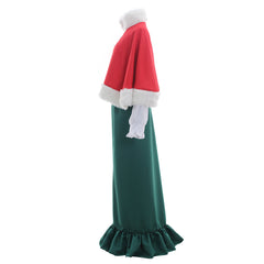 Elegante vestido victoriano rojo y verde con sombrero para Halloween, disfraz de cosplay para adultos