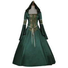 Elegantes vestidos de noche medievales de estilo gótico victoriano para damas: vestidos de noche de estilo medieval de Halloween en verde