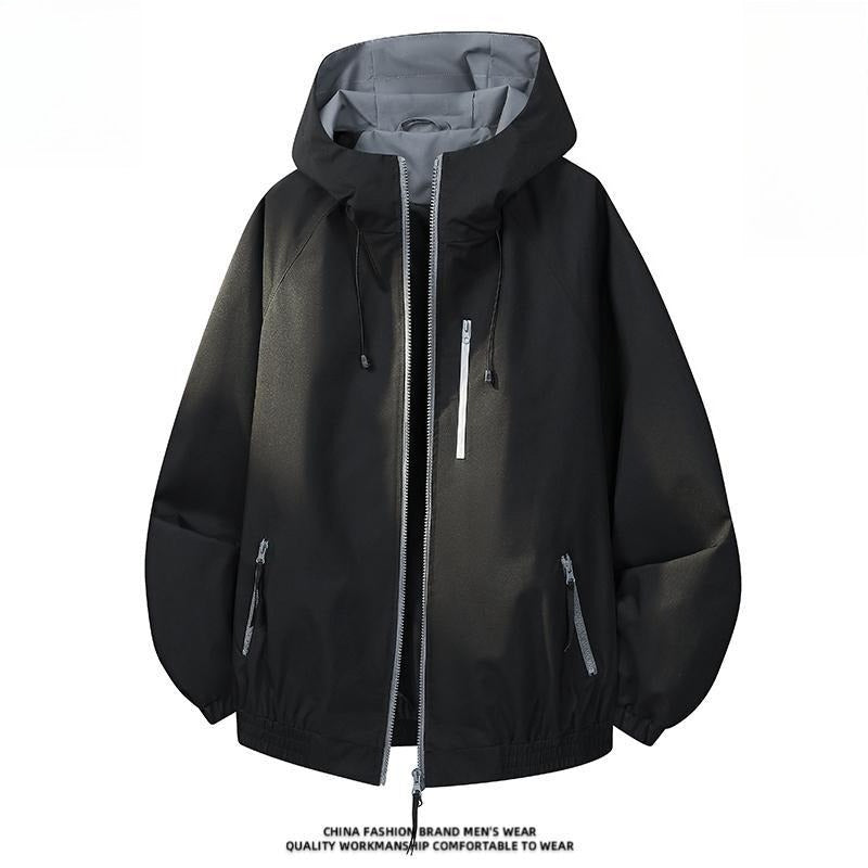 Men Women Windproof Waterproof Hooded Jacket,Loose Spring Autumn Outerwear Custom