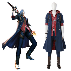 Devil May Cry 4 Nero Full Cosplay Costume Set - Official Replica Outfit with Red Queen & Blue Rose