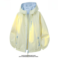 Men Women Windproof Waterproof Hooded Jacket,Loose Spring Autumn Outerwear Custom