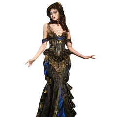 Blood Supply Original Luxurious Gold Fringed Corset Bodice Dress for Halloween Cosplay Party Costume - Halloweez