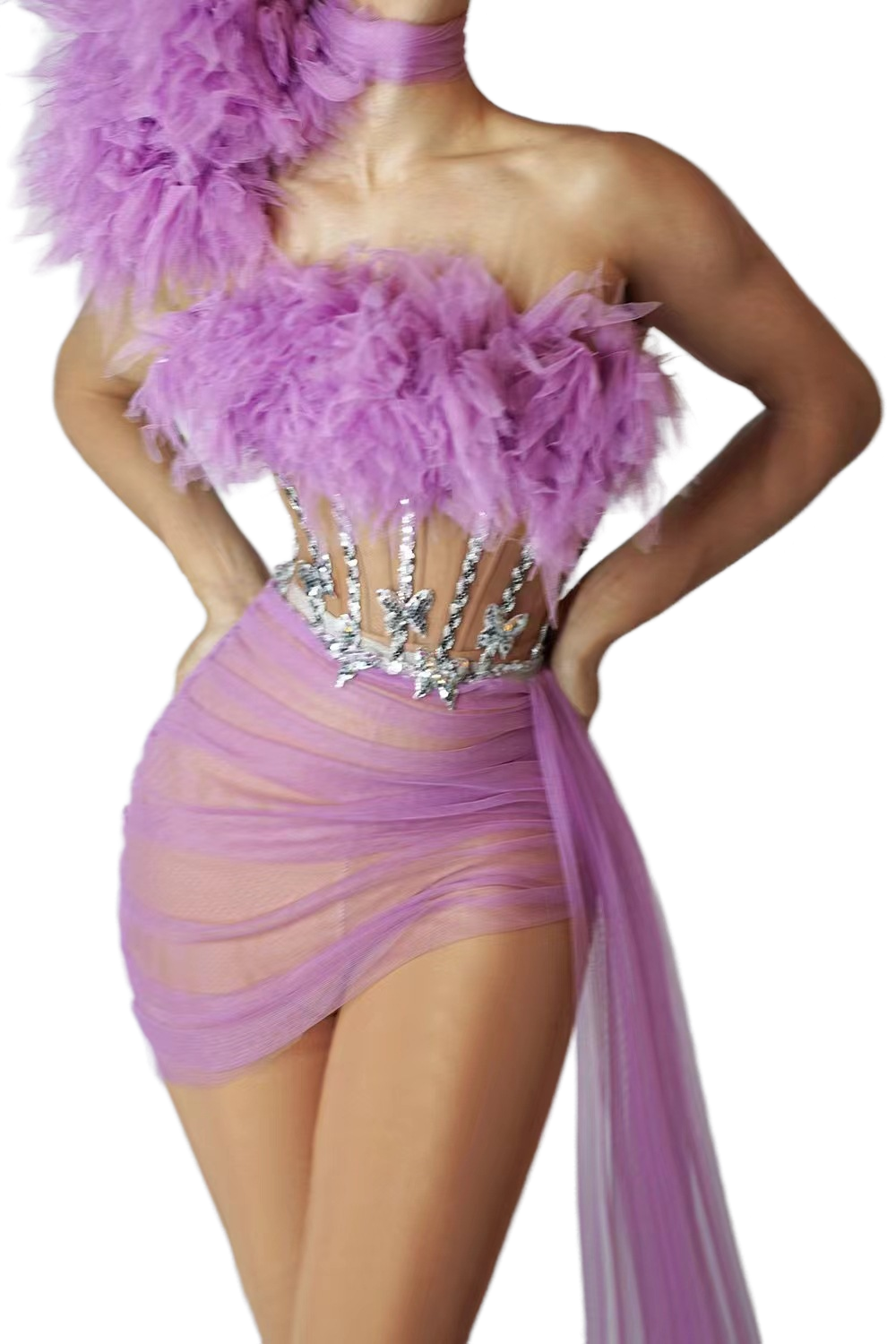 Nightclub Party Dress - Fluorescent Green Performance Costume for Club, Bar, Singer, Model, Birthday Party, Cosplay - Halloweez