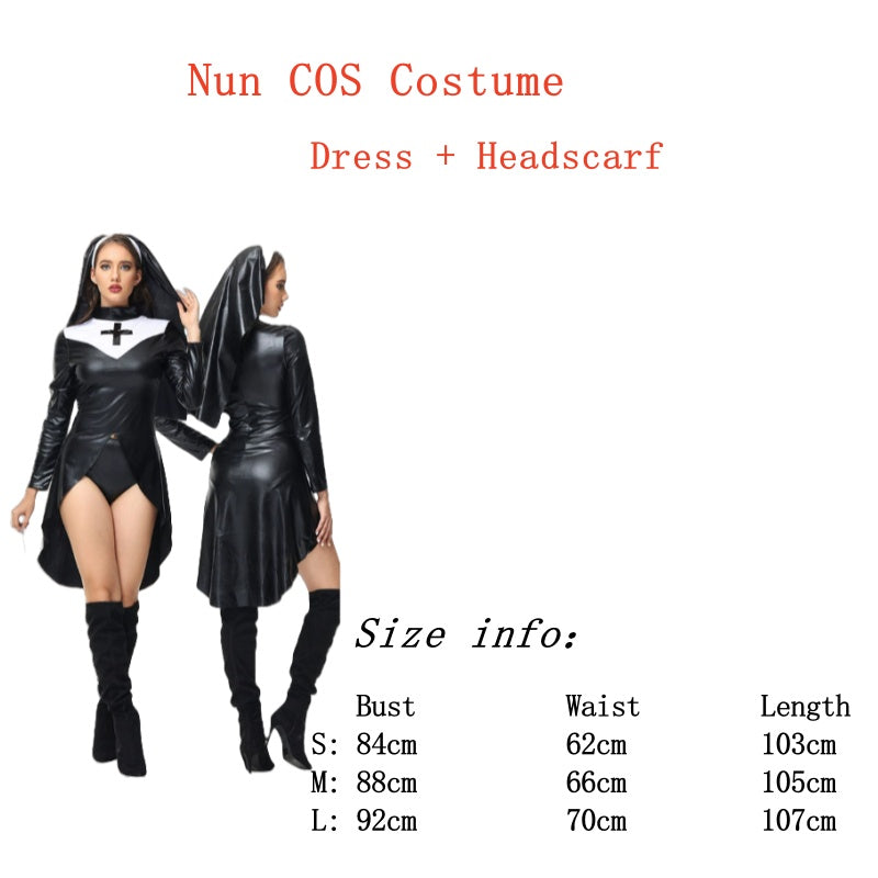 Halloween Medieval Nun Priest Robe COS Costume Virgin Mary Father Wizard Stage Performance Clothing - Halloweez