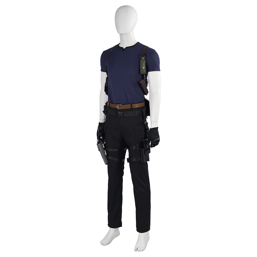 Halloweez Resident Evil 4 Leon Cosplay Costume - Men's Full Set for Halloween & Gaming Parties