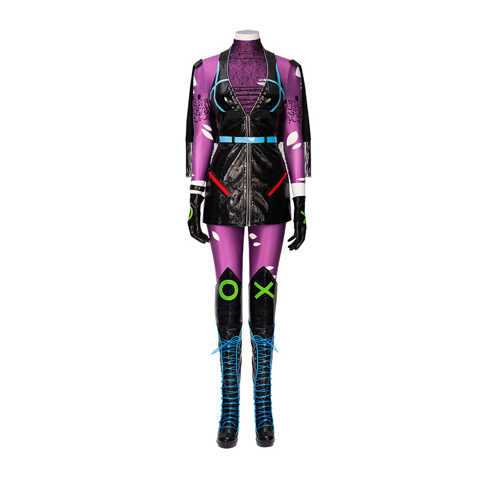 Halloweez Alexis Kaye Cosplay Costume - Exclusive Purple Leather Suit